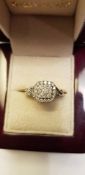 9ct White Gold Diamond Halo Cluster Ring 0.45pts