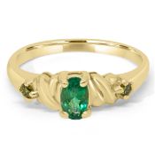 9ct Oval Emerald & Yellow Diamonds Ring Size N