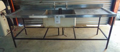 Large Stainless Steel Sink Unit with Two Taps