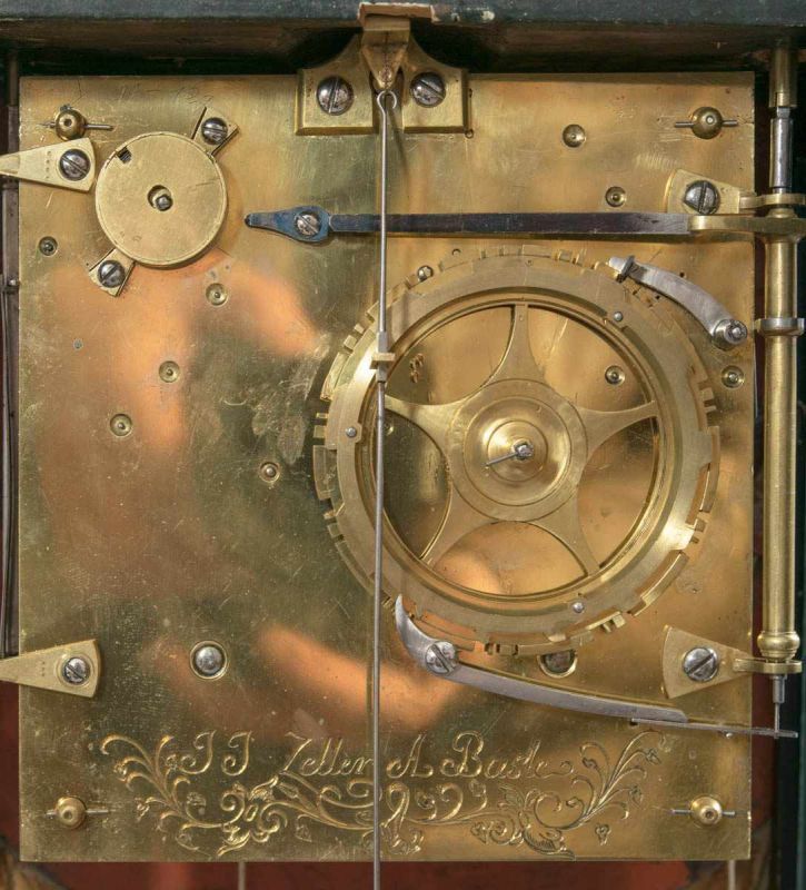 Neuenburger Pendule von J. J. Zeller, Basel Ende 18. Jhd. 4 Viertelschlag auf 2 Glocken, schwarz - Image 11 of 15