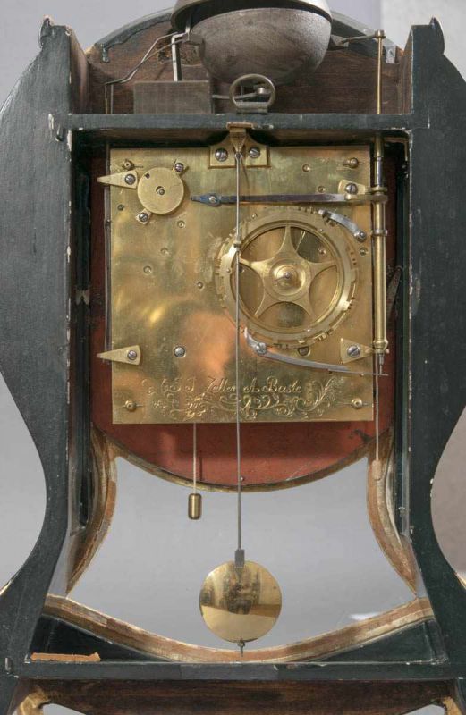 Neuenburger Pendule von J. J. Zeller, Basel Ende 18. Jhd. 4 Viertelschlag auf 2 Glocken, schwarz - Image 10 of 15