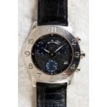 Damenarmbanduhr "Black Diamond" von Meyers. Chronograph. Poliertes Stahlgehäuse. Datumsanzeige.