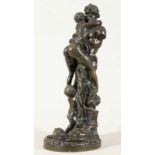 Erotische Bronze "Faun mit Nymphe", dunkelbraun patinierte Bronze, am Sockel bez. "CLODION". Höhe