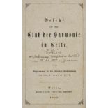 "Gesetze für den Club der Harmonie in Celle" von 1858. Sehr schöner Erhalt.