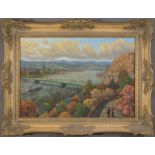 "Koblenz am Rhein". Gemälde, Öl auf Hartfaser, ca. 70 x 100 cm. Verso bez. "Koblenz-Gemälde von