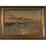 "Anlandende Wellen". Gemälde, Öl auf Leinwand, ca. 61 x 91 cm, signiert: P. v. Kalckreuth" = Patrick