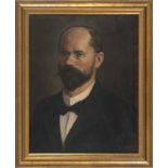 Herrenporträt. Gemälde, Öl auf Leinwand, ca. 51 x 40 cm. Deutsch um 1900. Leinwand stellenweise