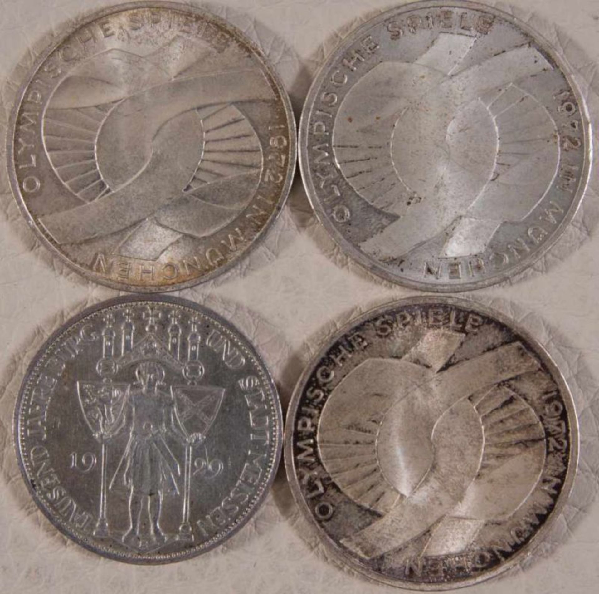 4teiliges Konvolut "Deutsche Münzen" 3 x 10 DM "Olymp. Spiele 1972" & 1 x 3 Mark Stück "1000 Jahre - Image 2 of 2