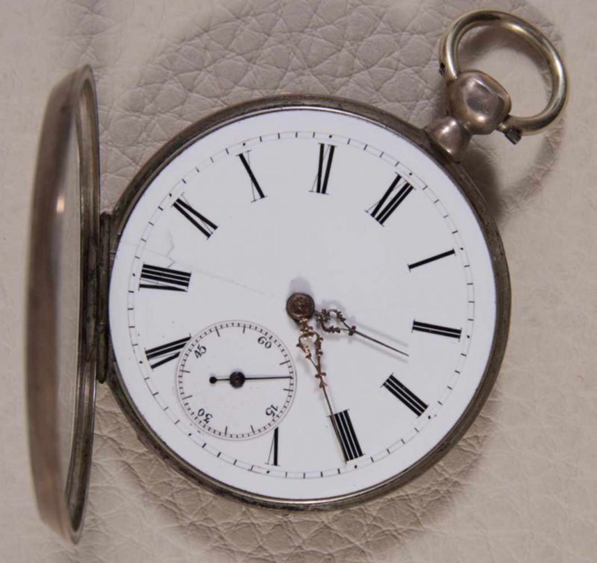 Antike Taschenuhr, Schlüsselaufzug, Werk läuft an (Nicht auf Ganggenauigkeit & Vollständigkeit - Image 3 of 9
