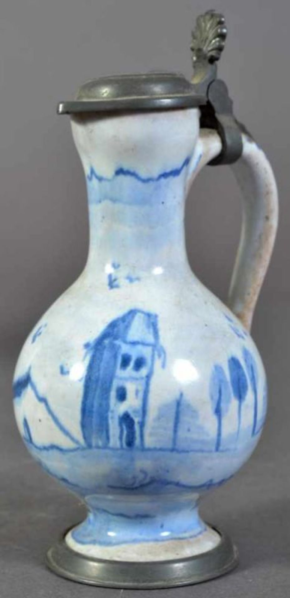 6teiliges Konvolut versch. Fayence-Arbeiten. Bestehend auf Vase (Höhe 22 cm), kleines Deckelkännchen - Image 14 of 16