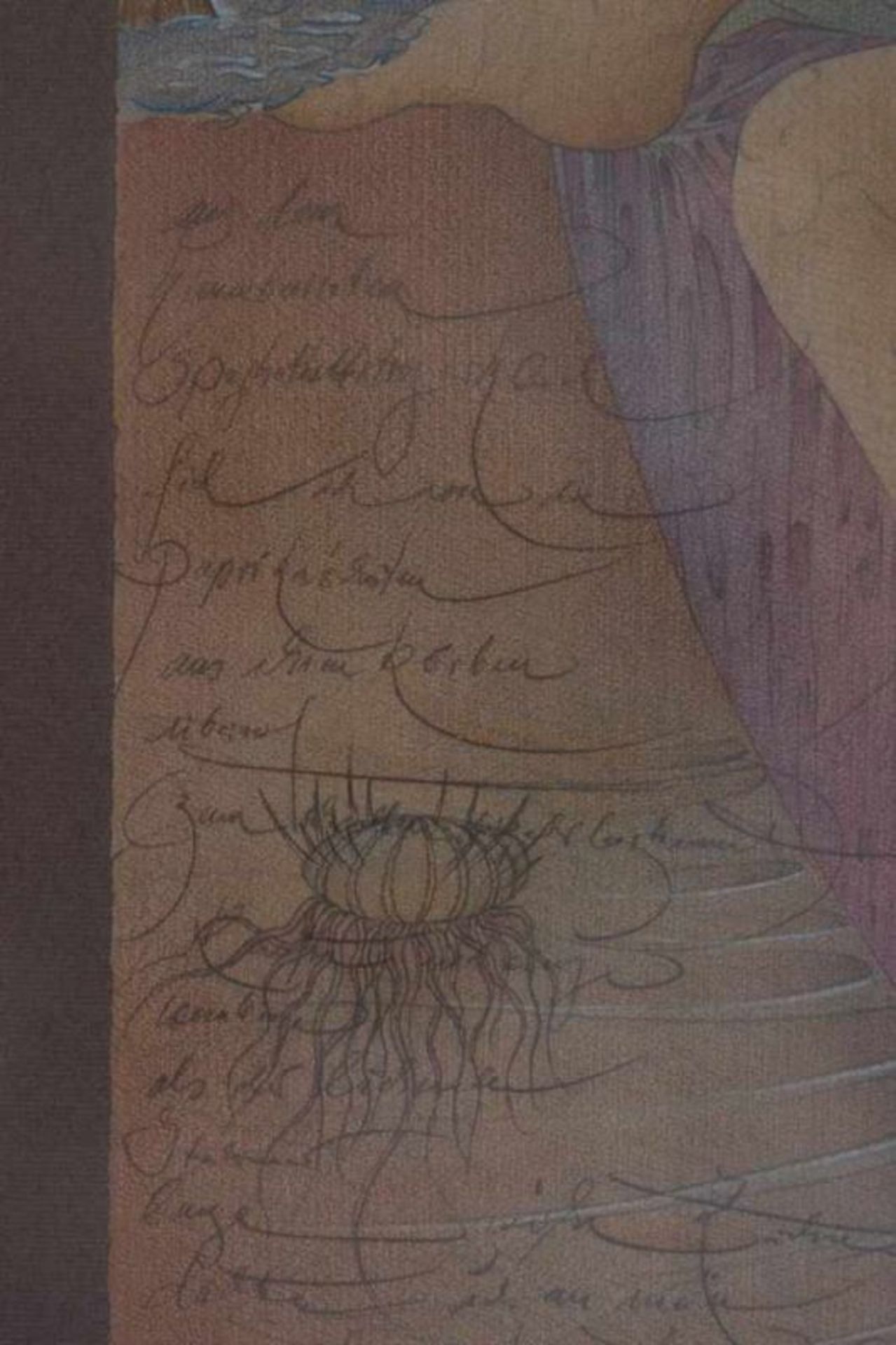 "Träumende Nixe". Buntstiftzeichnung auf Papier, ca. 49 x 67 cm, signiert Wolfgang Fratzscher, - Image 4 of 8