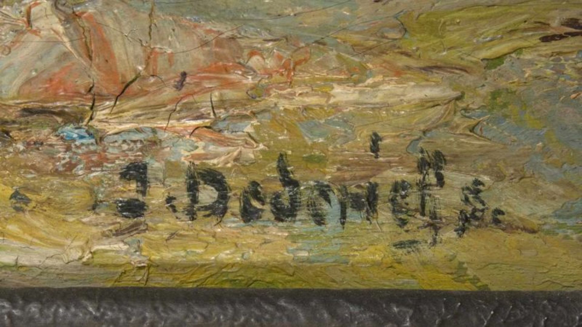 "Talblick". Gemälde, Öl auf Sperrholz. Signiert J Dederichs = Josef Dederichs (Bleibuir 1873 - - Image 5 of 10