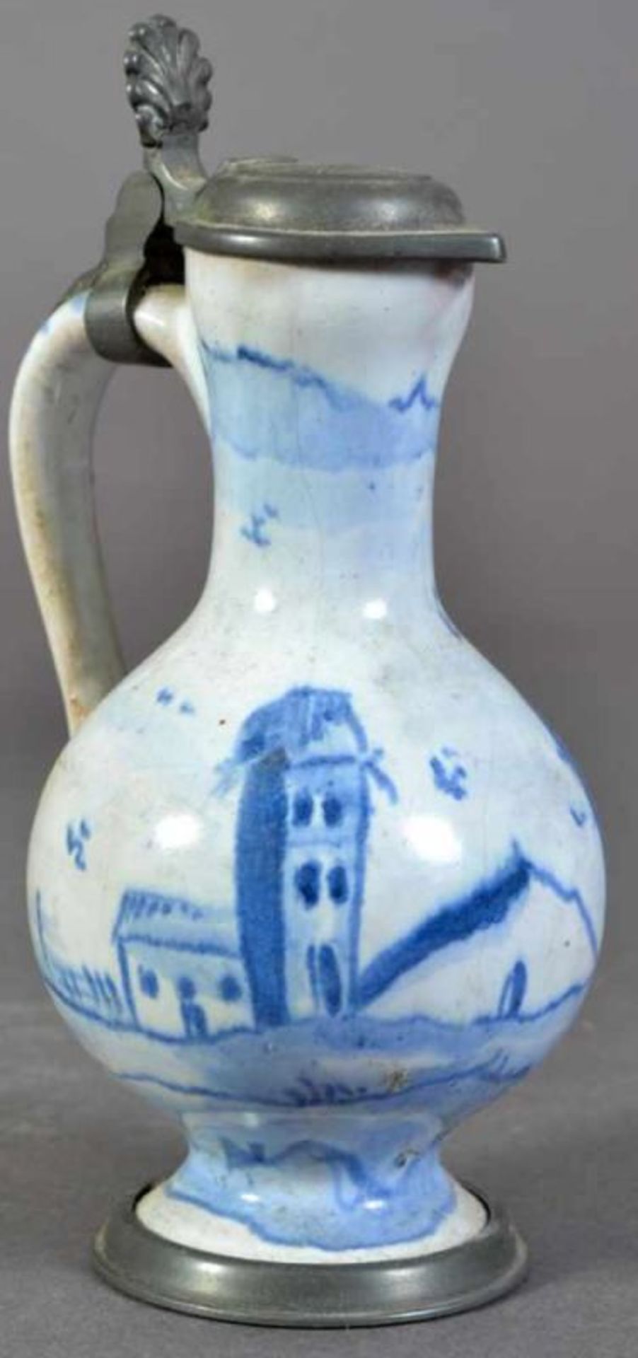 6teiliges Konvolut versch. Fayence-Arbeiten. Bestehend auf Vase (Höhe 22 cm), kleines Deckelkännchen - Image 15 of 16