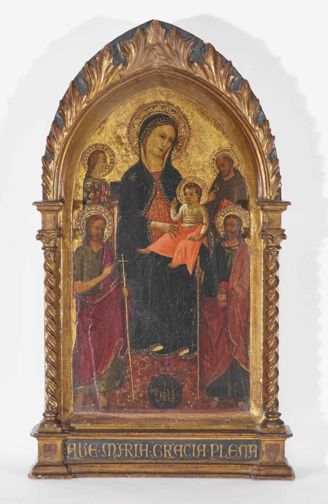 SEMITECOLO, NICOLETTO erwähnt 1353-1370, Umkreis Maria mit dem Kind Die Thronende flankiert von