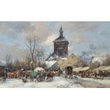 STUHLMÜLLER, KARL 1859 München - 1930 ebenda Winterlicher Viehmarkt, Dachau R. u. signiert und