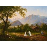 ALTENKOPF, JOSEPH 1818 Wien - 1860 Eisenstadt Spaziergänger in Voralpenlandschaft R. u. signiert und