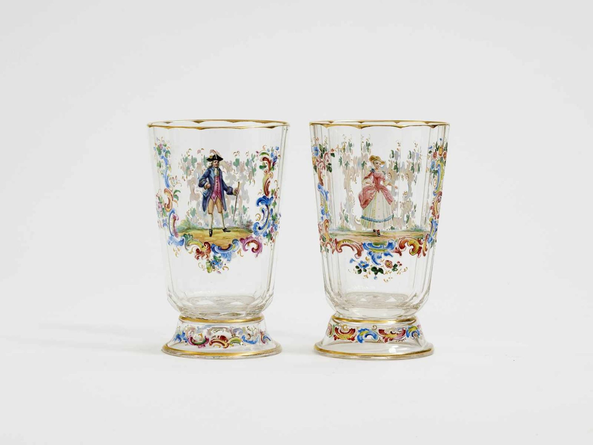 TRINKGARNITUR, 15-TEILIG J. & L. Lobmeyr, Wien, um 1880 Farbloses Glas. Kannelierte Wandung, Linsen. - Bild 7 aus 7