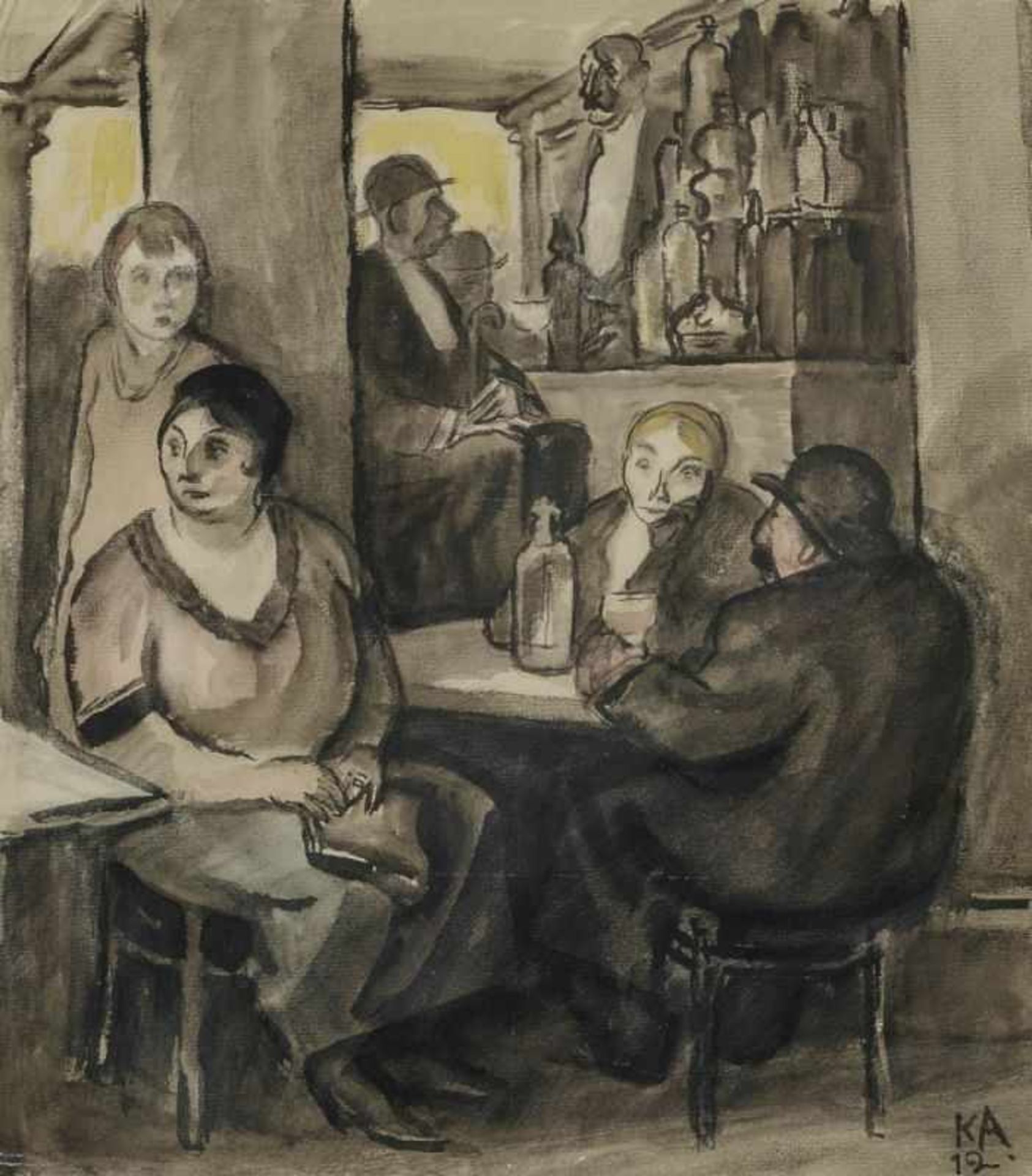 Arnold, Karl 1883 Coburg - 1953 München Wirtshausszene. 1912 Aquarell und Tuschzeichnung über