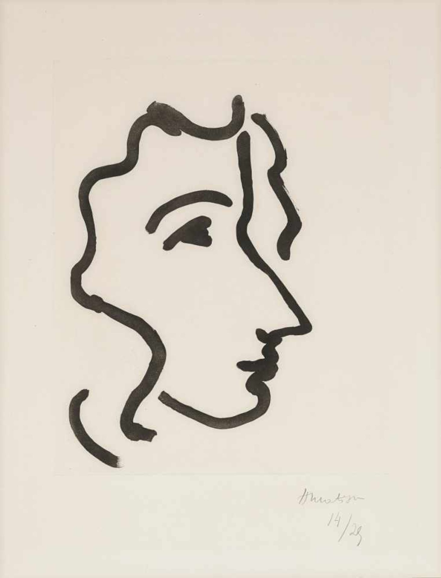 Matisse, Henri 1869 Le Cateau - 1954 Nizza Nadia au profil aigu. 1948 Aquatintaradierung auf