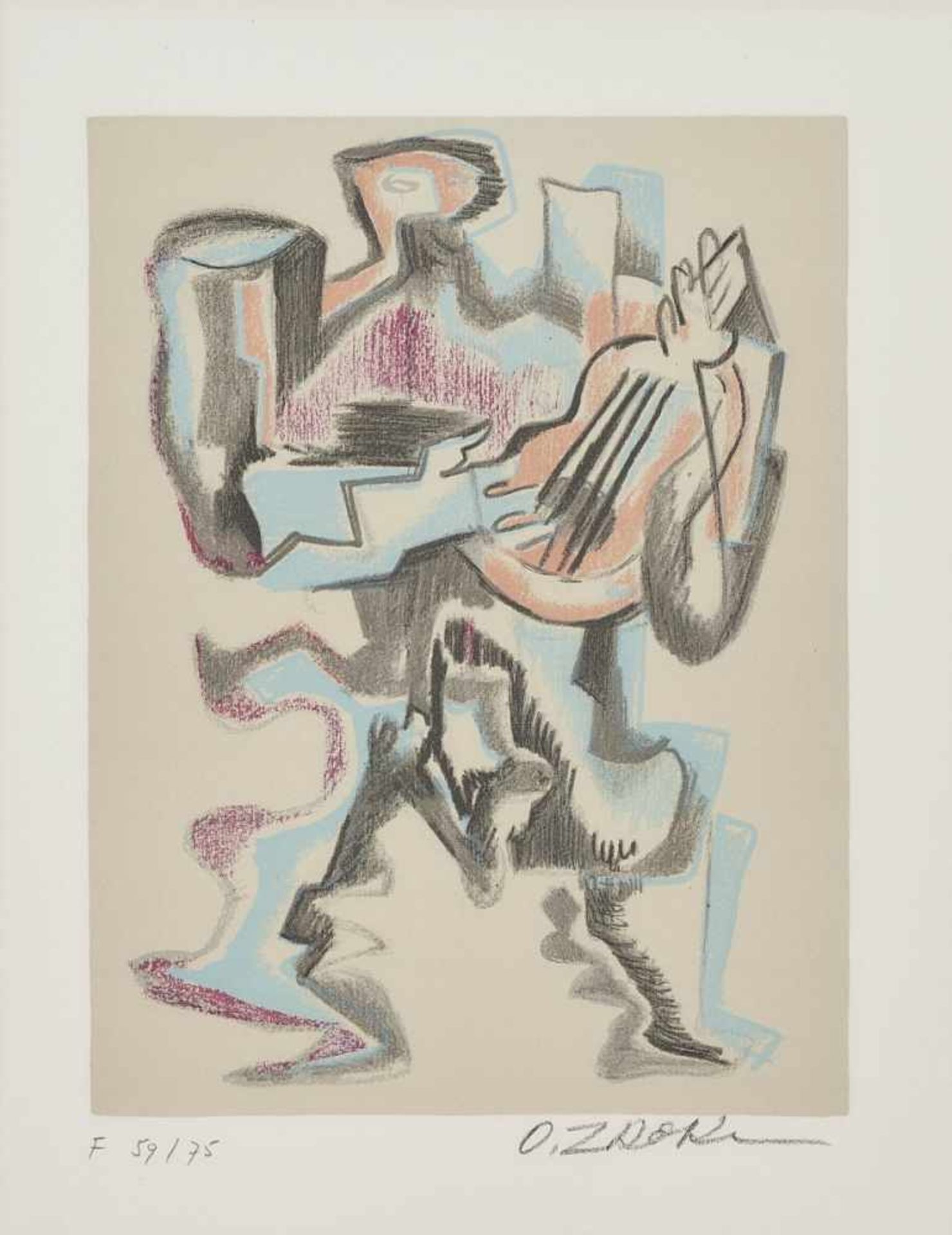 Zadkine, Ossip 1890 Witebsk - 1967 Paris La Musique. 1965 Farblithographie auf Velin d'Arches (