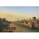 PERROT, ANTOINE MARIE 1787 Paris - 1865 Florenz - Blick über den Arno L. u. signiert und 1837