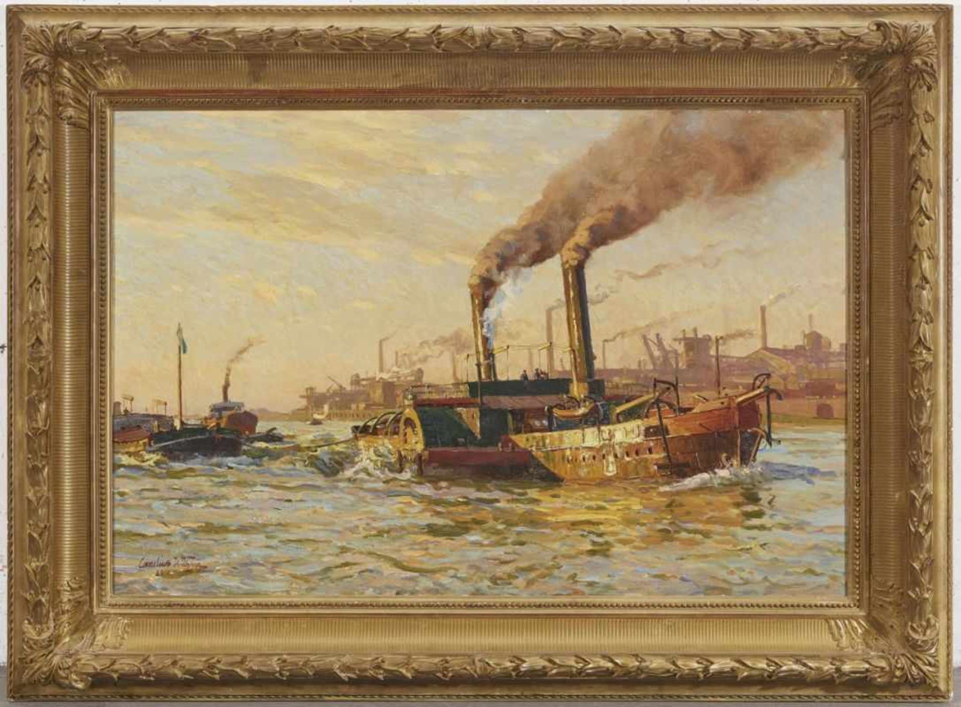 WAGNER, CORNELIUS 1870 Dresden - 1956 Hafen L. u. signiert und (19)24 datiert. Öl auf Leinwand auf - Bild 2 aus 3
