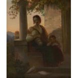 AMERLING, FRIEDRICH VON 1803 Wien - 1887 ebenda Junge Italienerin mit zwei Kindern vor dem Haus