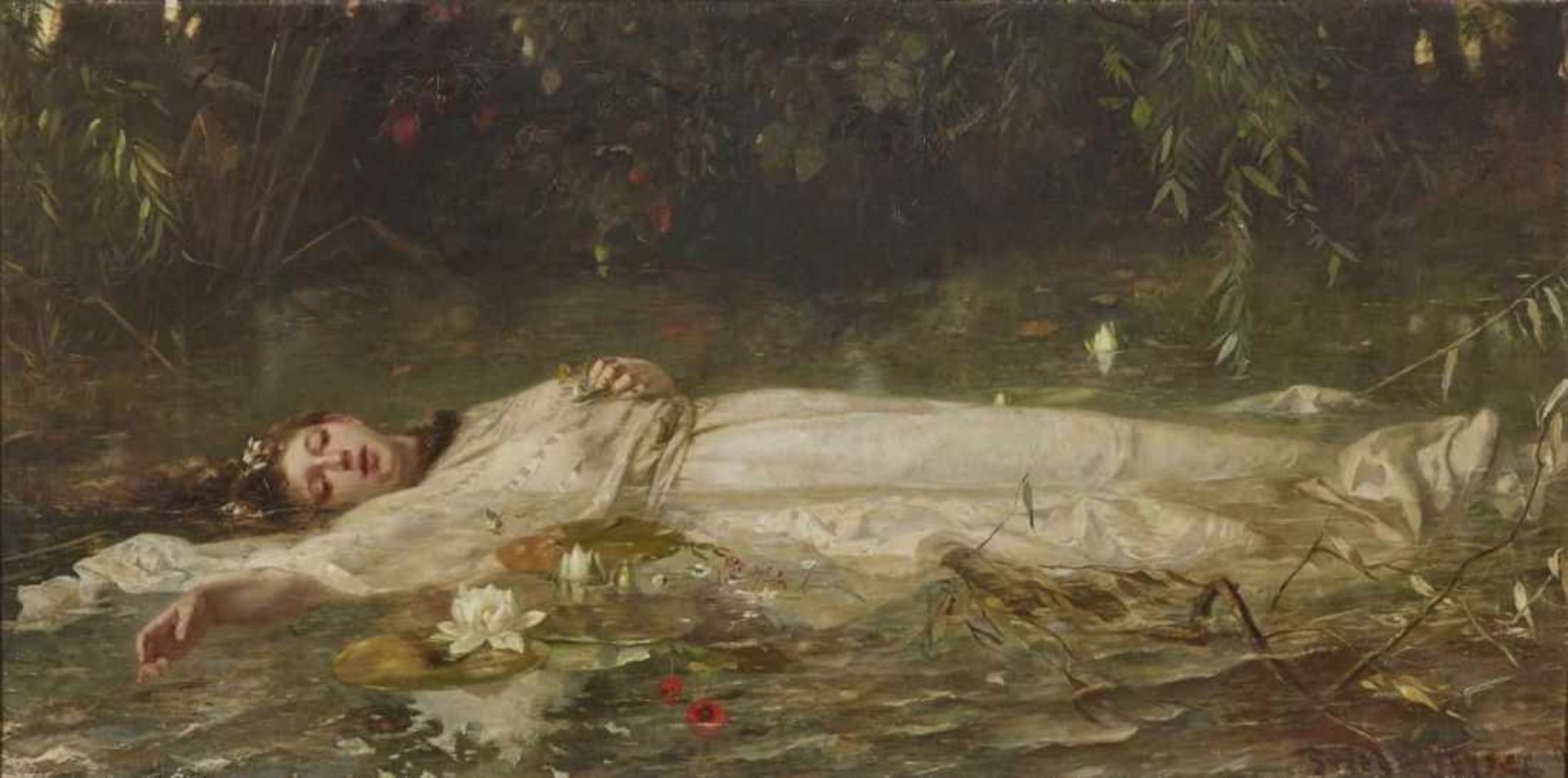 HEYSER, FRIEDRICH WILHELM THEODOR 1857 Gnoien (Mecklenburg) - 1921 Dresden Ophelia R. u. signiert.