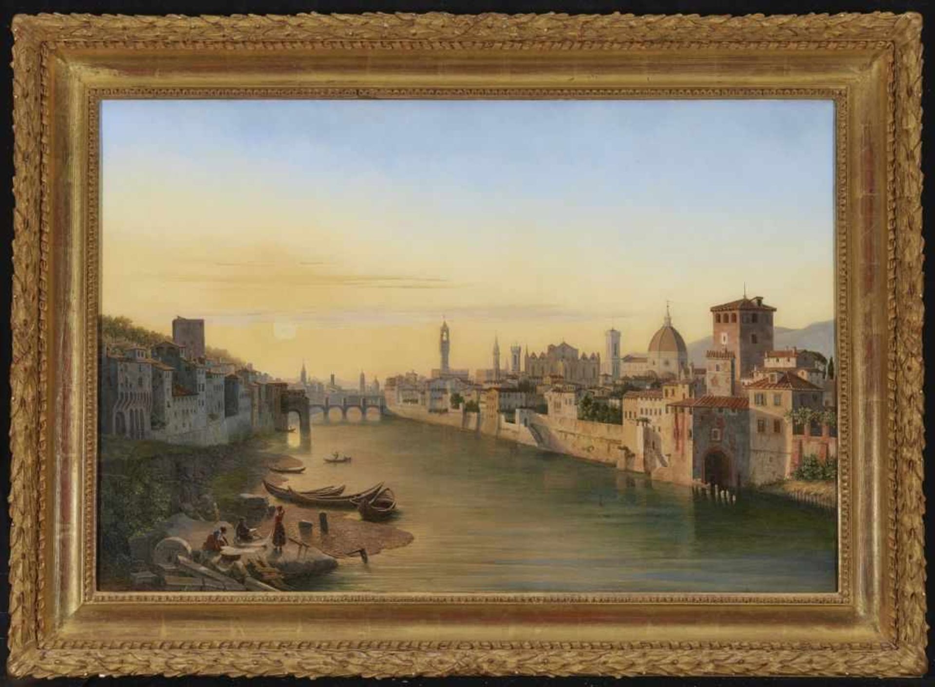 PERROT, ANTOINE MARIE 1787 Paris - 1865 Florenz - Blick über den Arno L. u. signiert und 1837 - Bild 2 aus 2