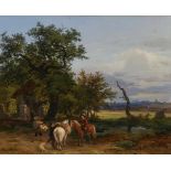 REINHOLD, FRANZ 1816 Wien - 1893 ebenda Landschaft mit Reiter Knechte beladen ein Pferd mit