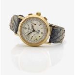 CHRONOGRAPH Schweiz, um 1980, CLAUDE MEYLAN, VALLEE DE JOUX Gelbgold 750/- (18 K), gestempelt.