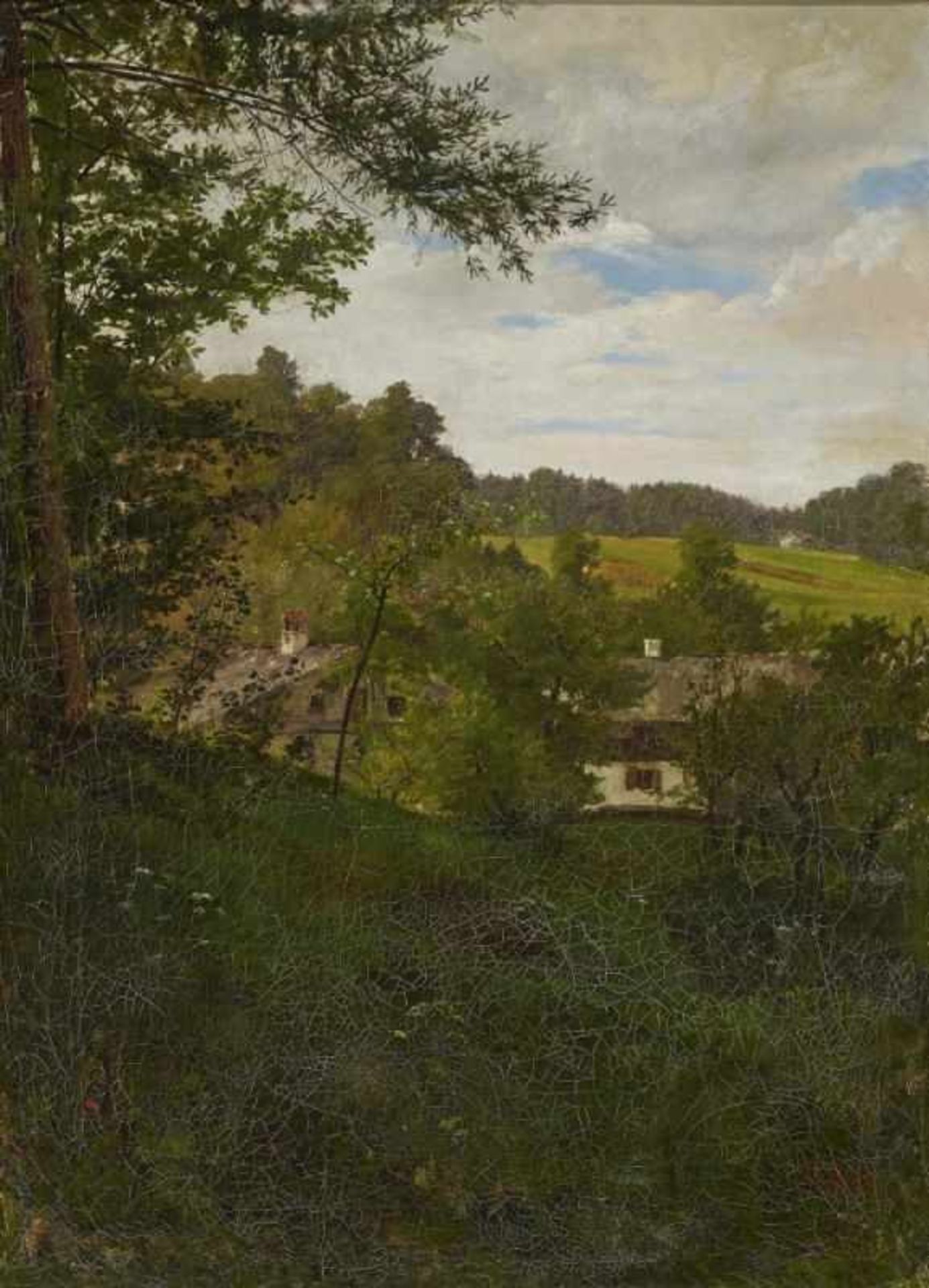 SPERL, JOHANN 1840 Buch b. Fürth - 1914 Bad Aibling Oberbayerische Landschaft mit Bauerngehöft R. u.