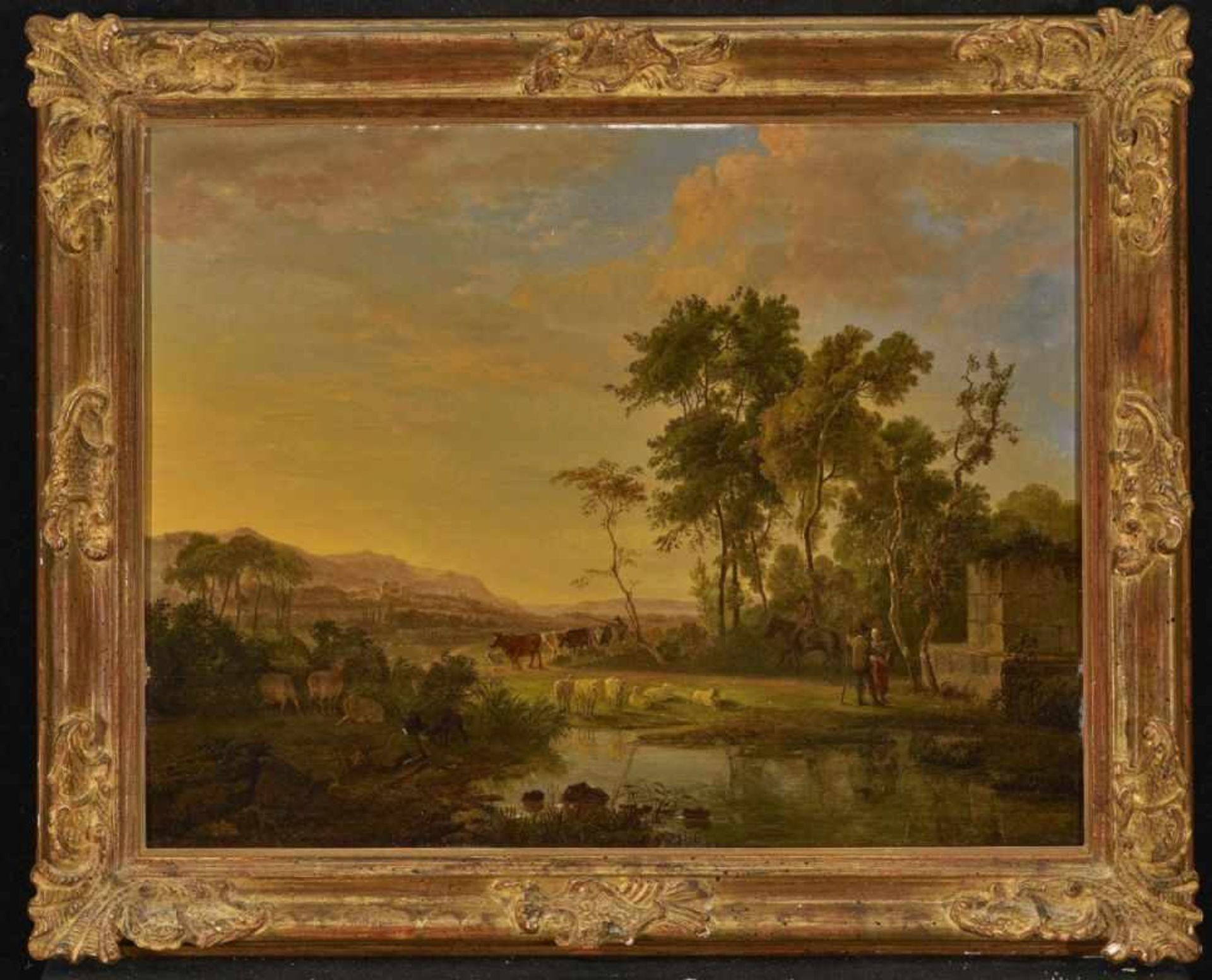 HACCOU, JOHANNES CORNELIS 1798 Middelburg - 1839 London Südliche Landschaft mit Hirten und Vieh L. - Bild 2 aus 2