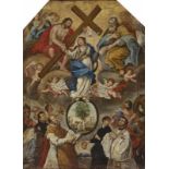 SÜDDEUTSCH 18. Jh. Maria Immaculata Stehend auf einer Weltkugel mit Darstellung des Sündenfalls.