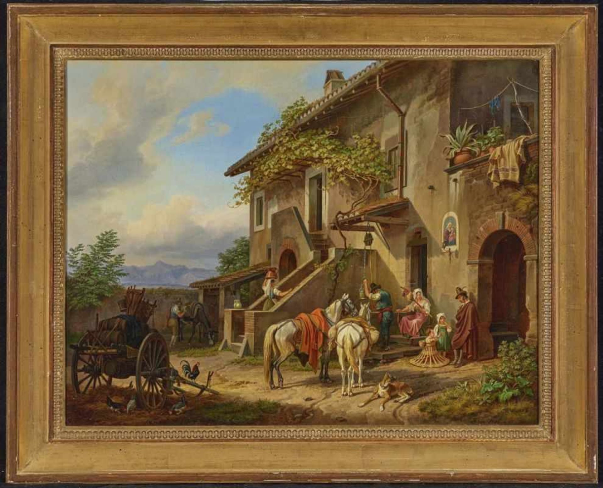 KLEIN, JOHANN ADAM 1792 Nürnberg - 1875 München Vor einem italienischen Wirtshaus R. u. signiert und - Bild 2 aus 2