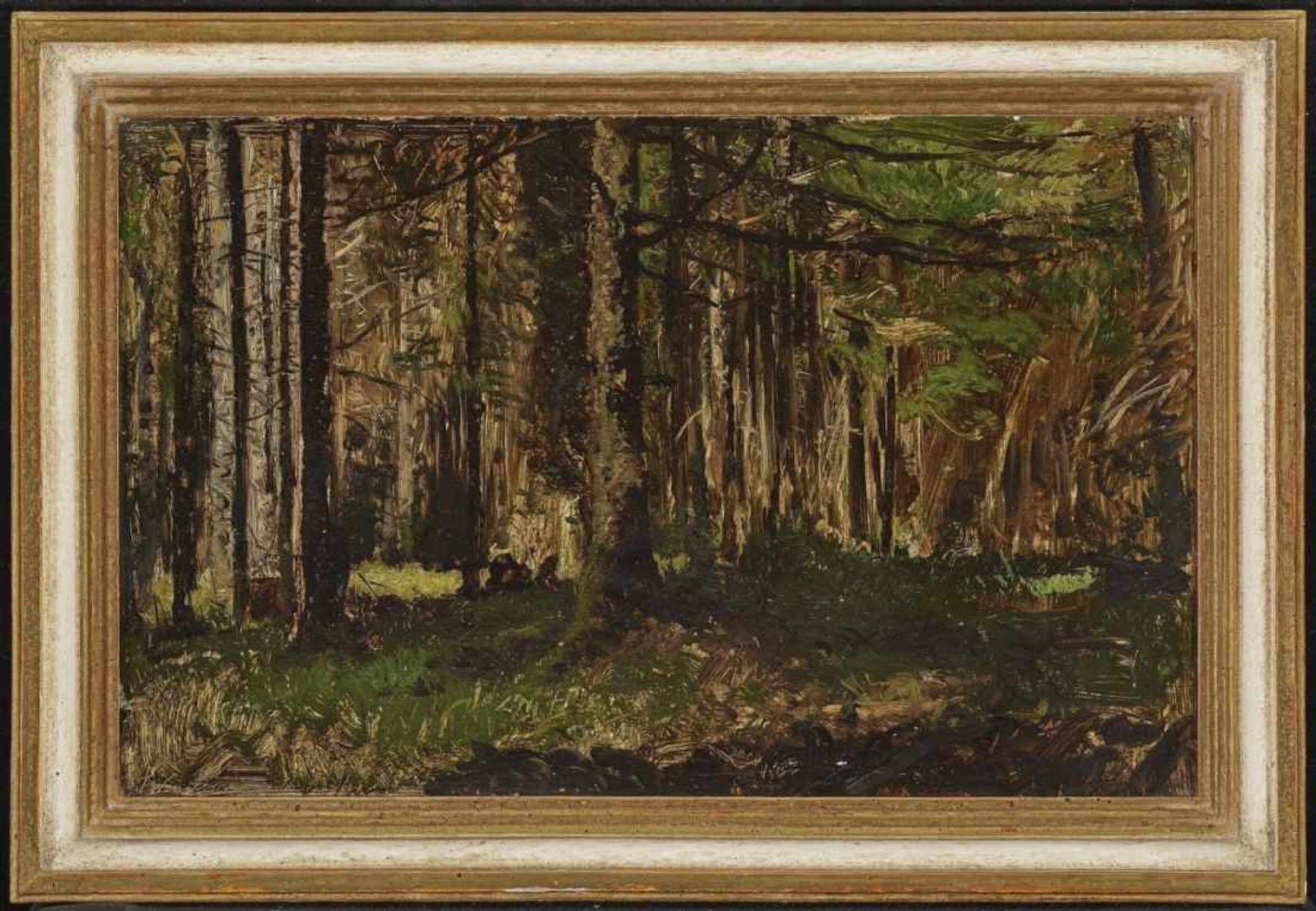 WENGLEIN, JOSEF 1845 München - 1919 Bad Tölz Waldlandschaft L. u. signiert. Ölstudie auf Papier - Bild 2 aus 2
