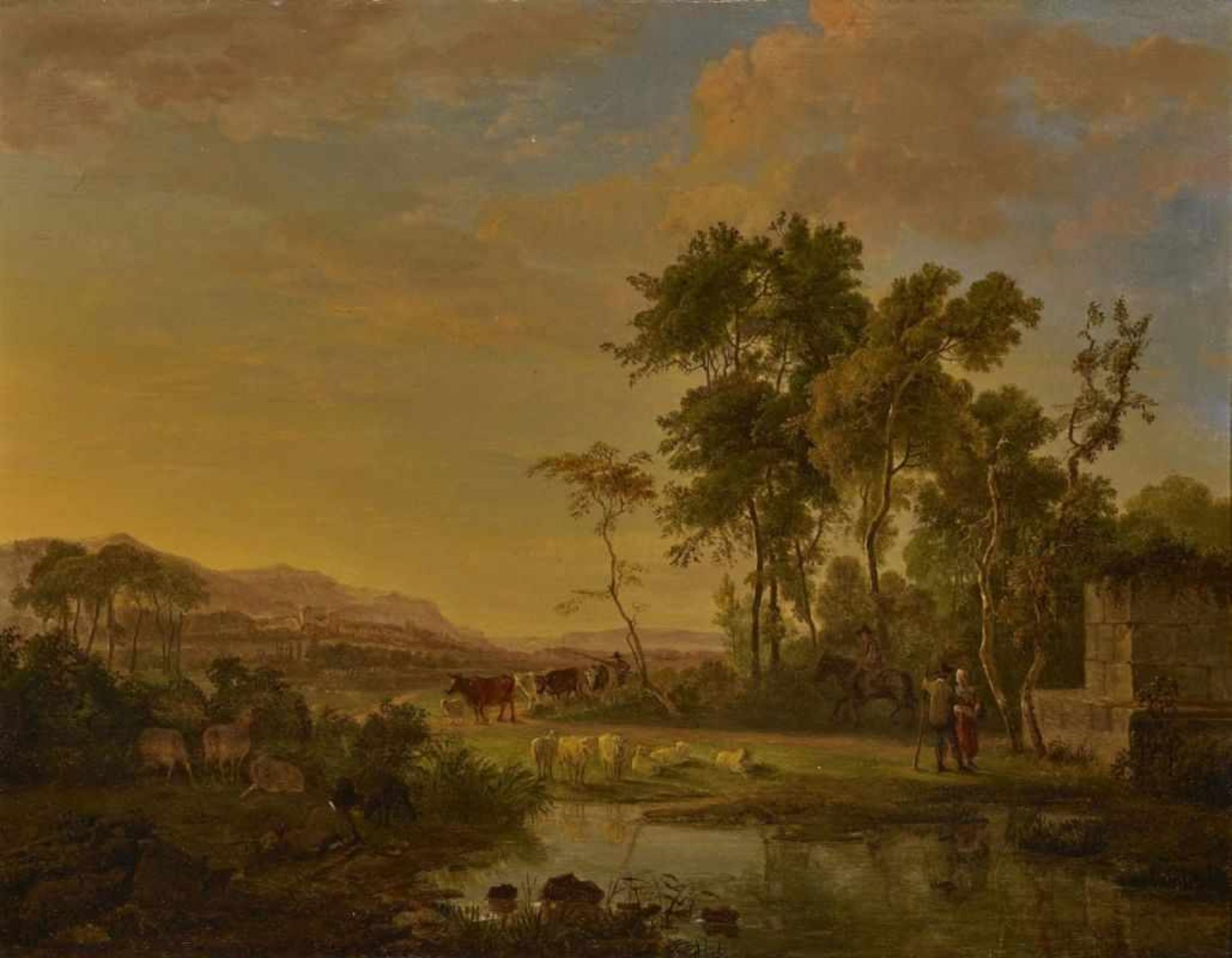 HACCOU, JOHANNES CORNELIS 1798 Middelburg - 1839 London Südliche Landschaft mit Hirten und Vieh L.