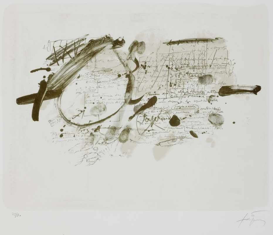 Tàpies, Antoni 1923 Barcelona - 2012 ebenda L' art contra l'estética. 1977 Lithographie in Grau