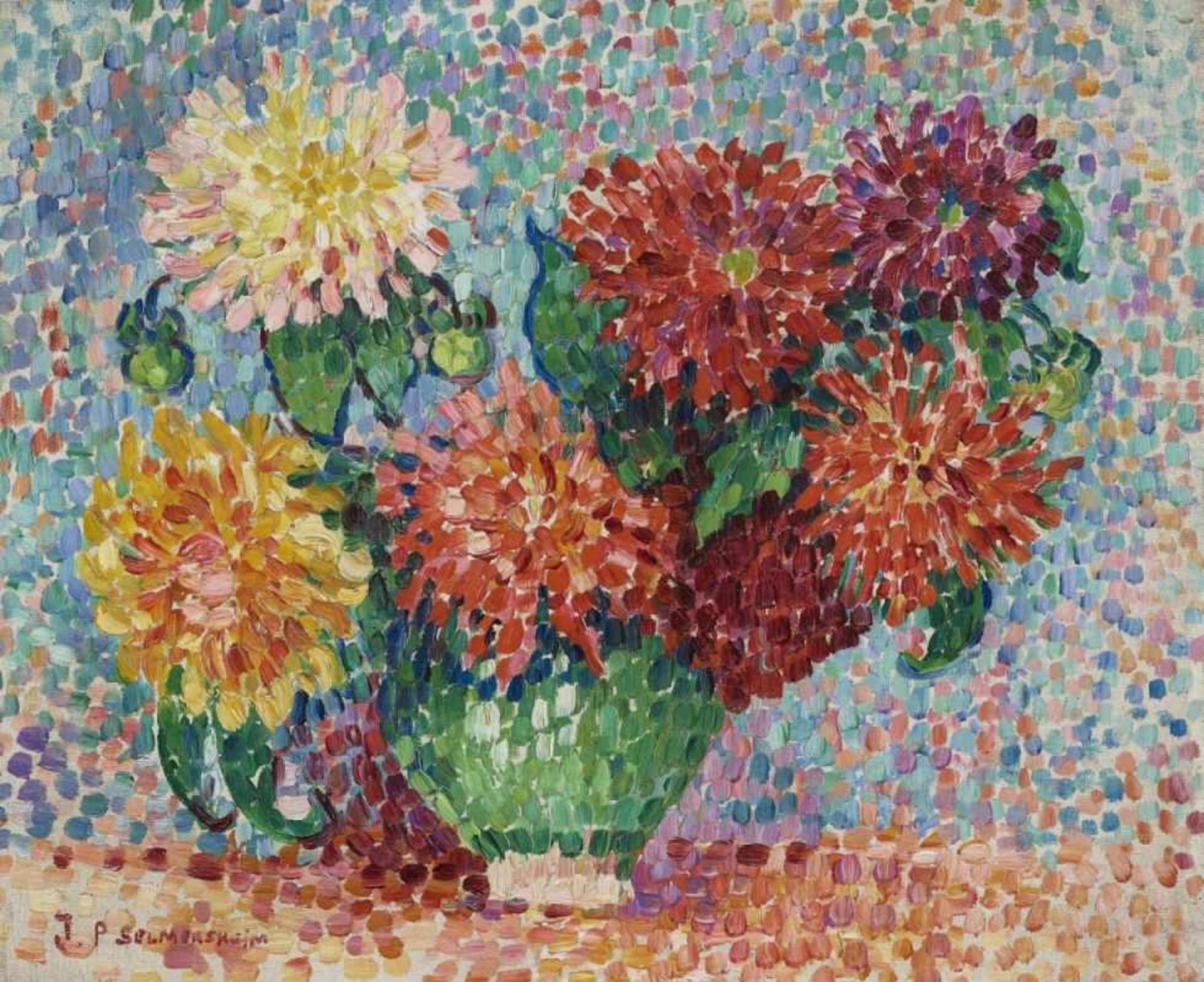 Selmersheim-Desgrange, Jeanne 1877 Saint-Tropez - 1958 ebenda Dahlias dans un Vase. 1909 Öl auf