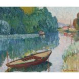 Wilder, André 1871 Paris - 1965 ebenda Idyll am Fluss. 1916 Öl auf Leinwand 54 x 65 cm Rechts