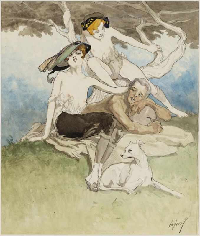 Bayros, Franz von 1866 Zagreb - 1924 Wien Erotische Darstellung Aquarellierte Tuschfederzeichnung
