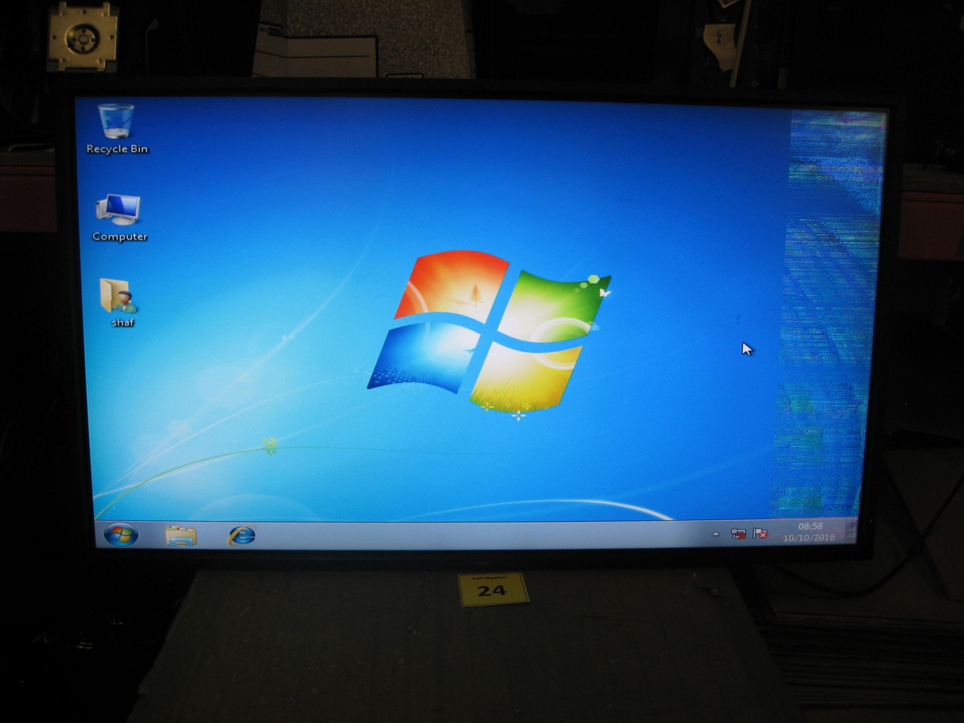 NEC 52" LCD MONITOR WITH HDMI. MODEL LCD5220-BK-AV. SOME PICTURE DISTORTION ON RIGHT OF SCREEN.