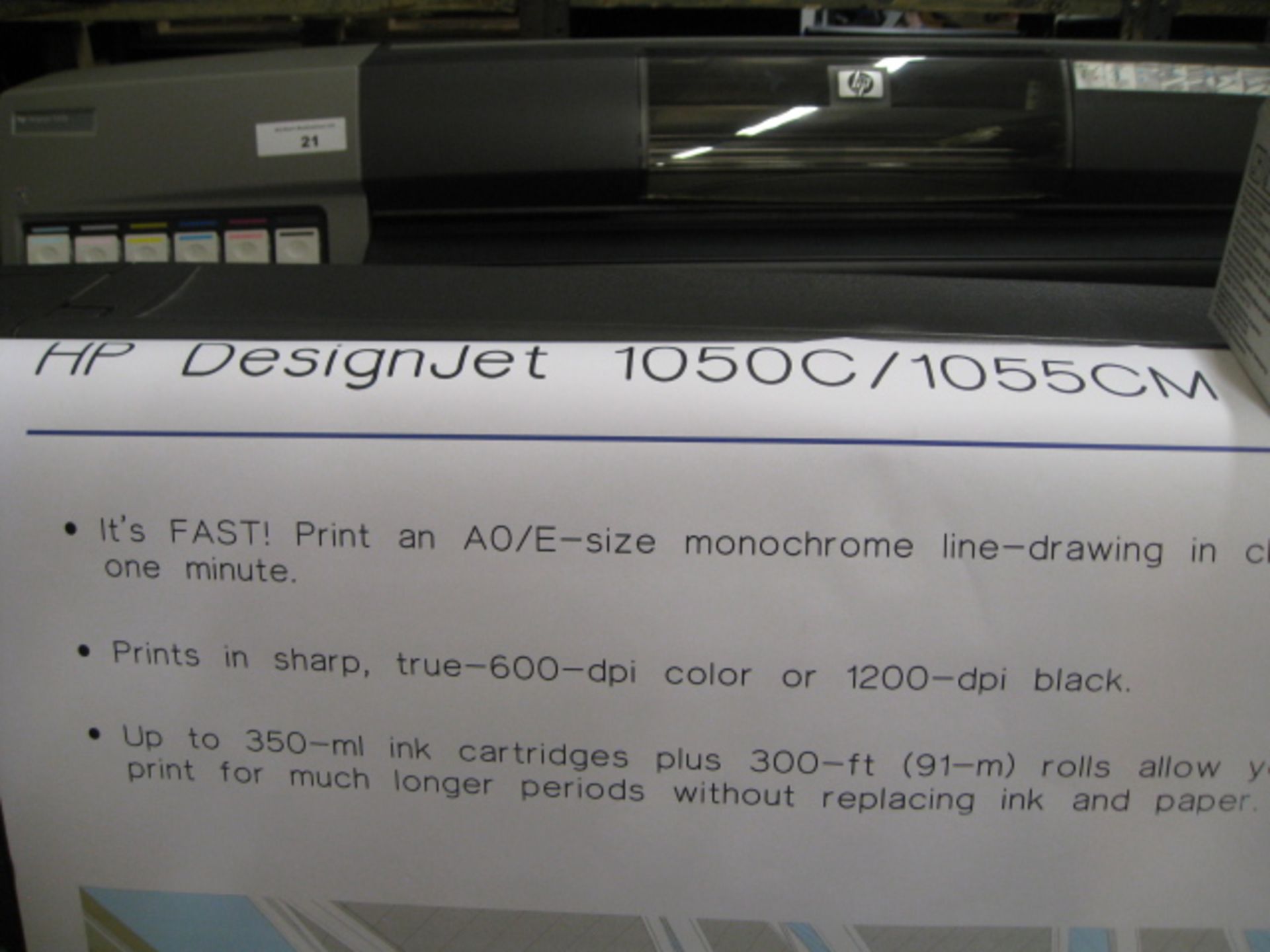 HP DESIGNJET 1055CM PLUS PLOTTER. MODEL C6075B. WITH TEST PRINT. - Image 6 of 6