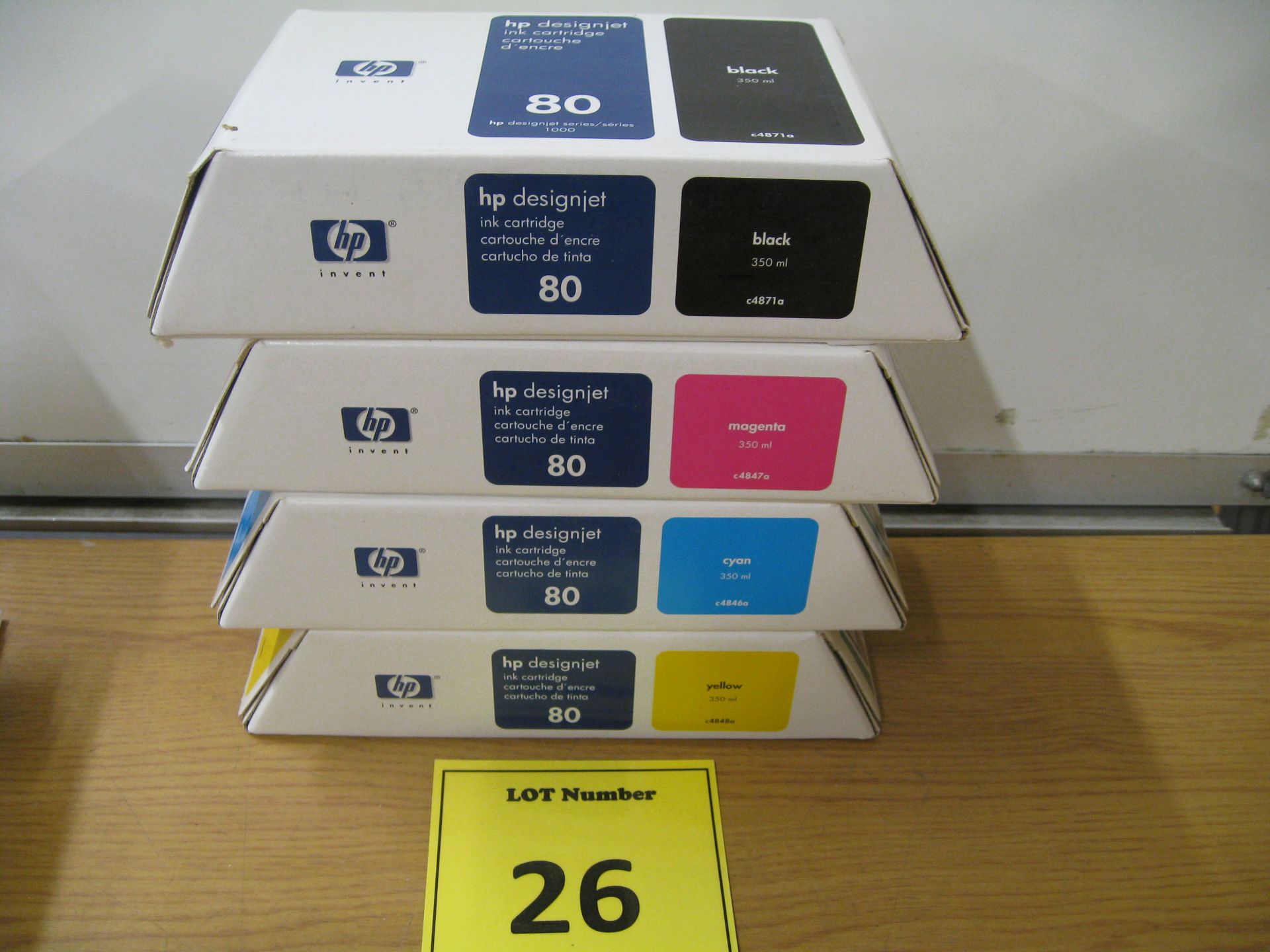 HP ORIGINAL SET OF DESIGNJET 1000 SERIES INK CARTRIDGES (80) 1 X BLACK C4871A, 1 X CYAN C4846A, 1