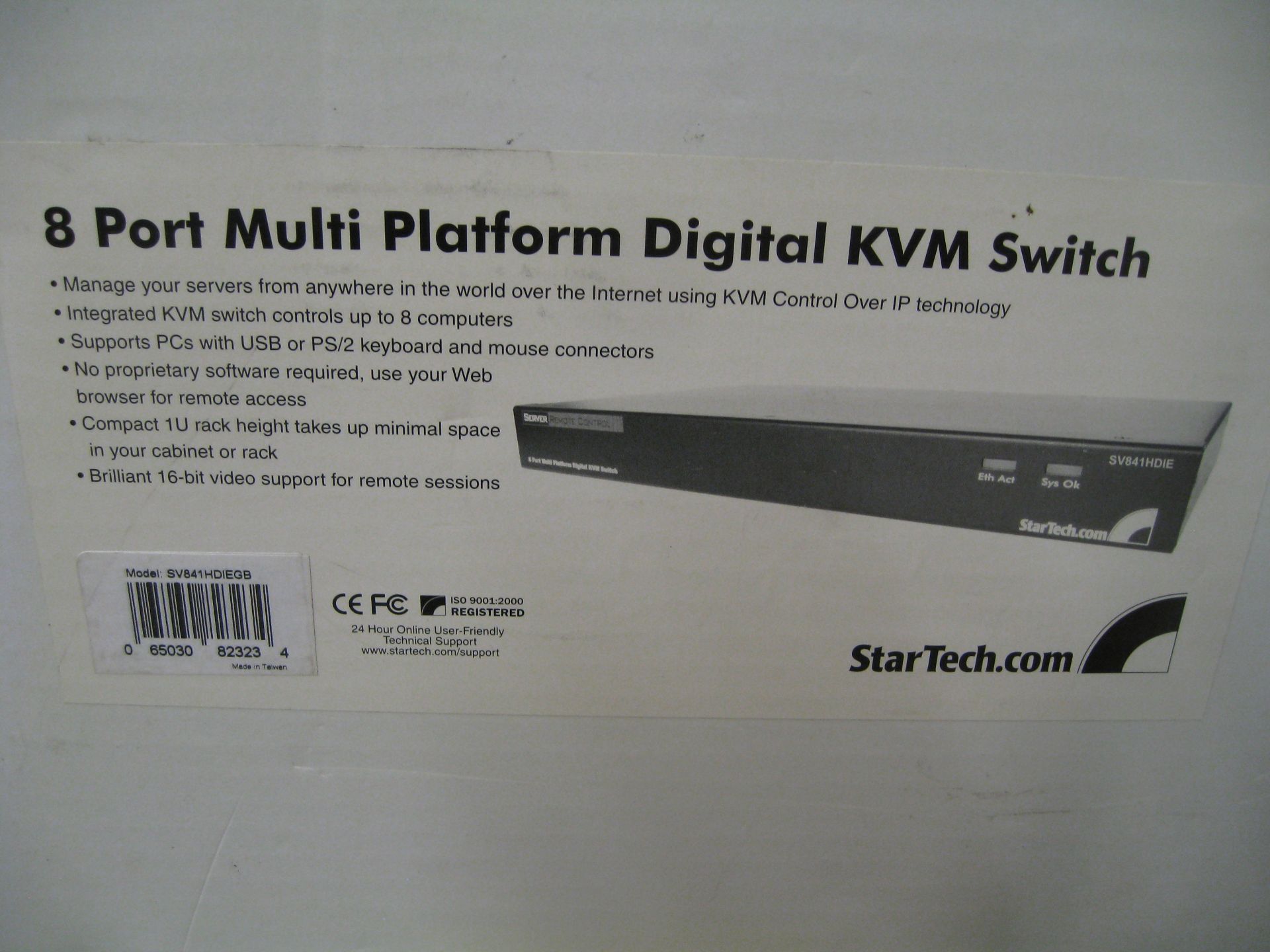 STAR TECH SERVER REMOTE CONTROL MULTIPORT ENHANCED KVM SWITCH OVER IP. 8 PORT. MODEL SV841HDIE. - Image 3 of 3