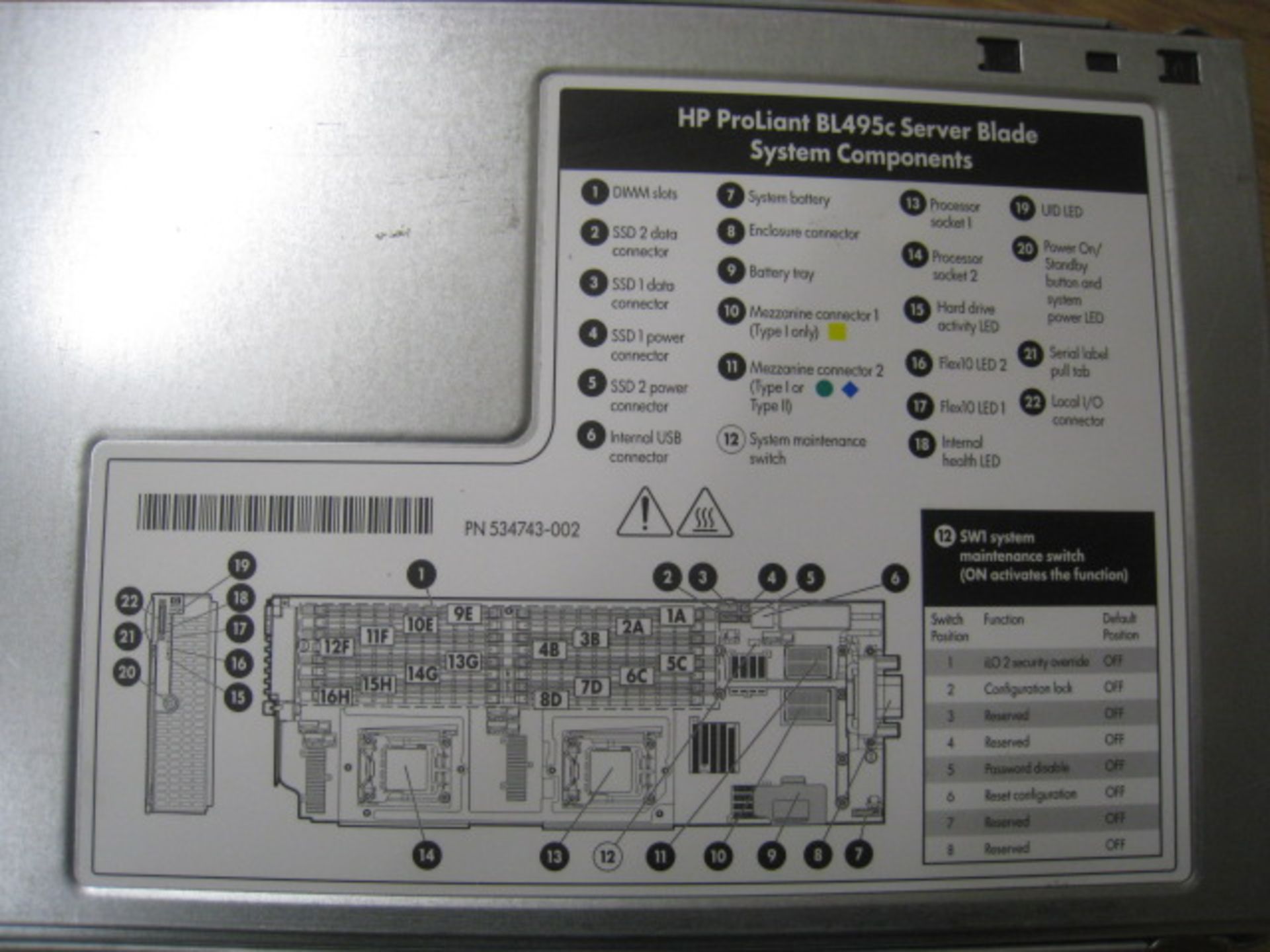 HP PROLIANT BL495c G6 SERVER BLADE. 2 X OPTERON SIX CORE 2.6GHZ (2435) PROCESSORS & 32GB RAM. - Image 2 of 2