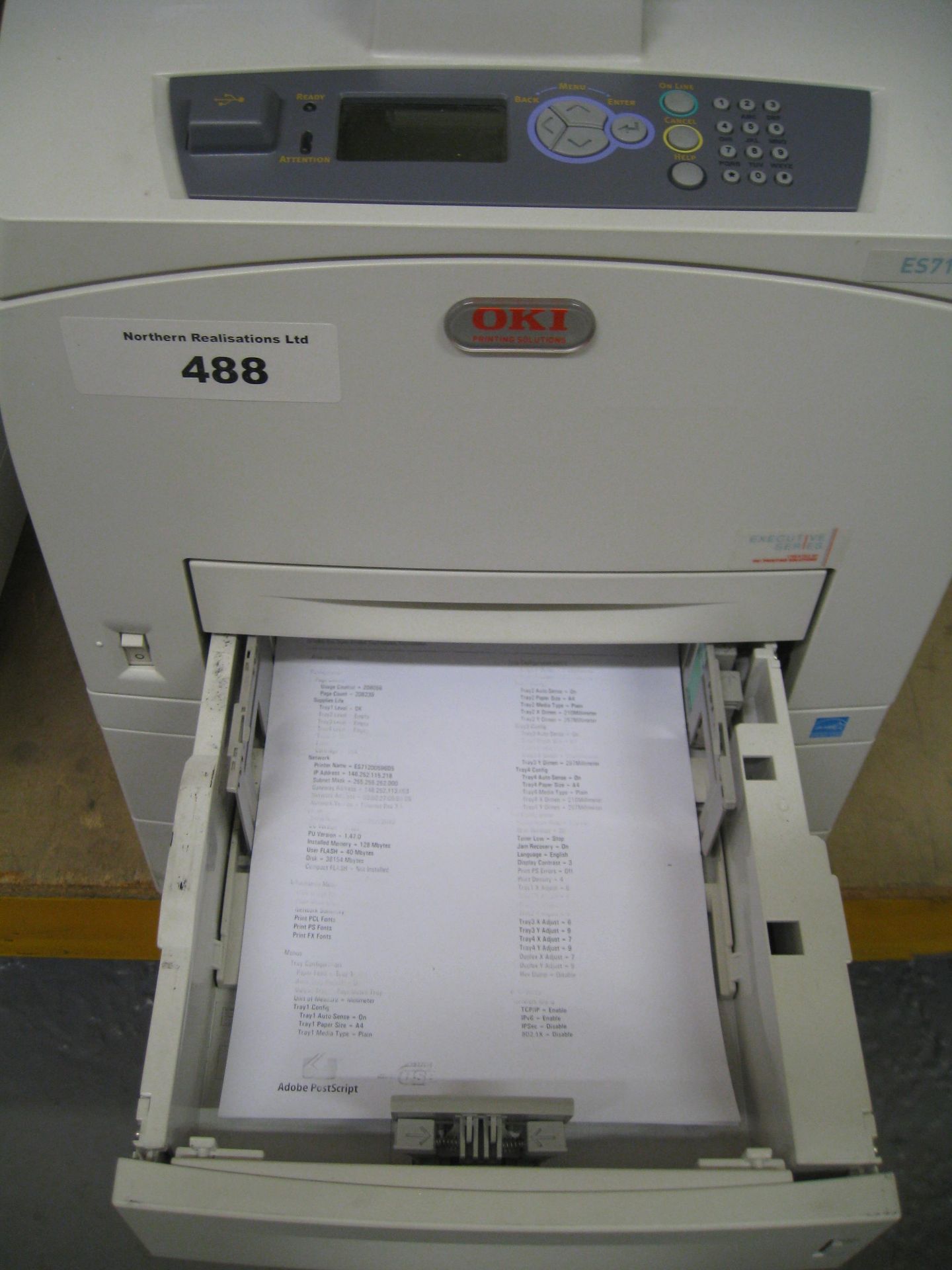OKI EXECUTIVE SERIES LASER PRINTER WITH 2 EXTRA PAPER TRAYS & TEST PRINT. MODEL ES7120 - Image 2 of 2