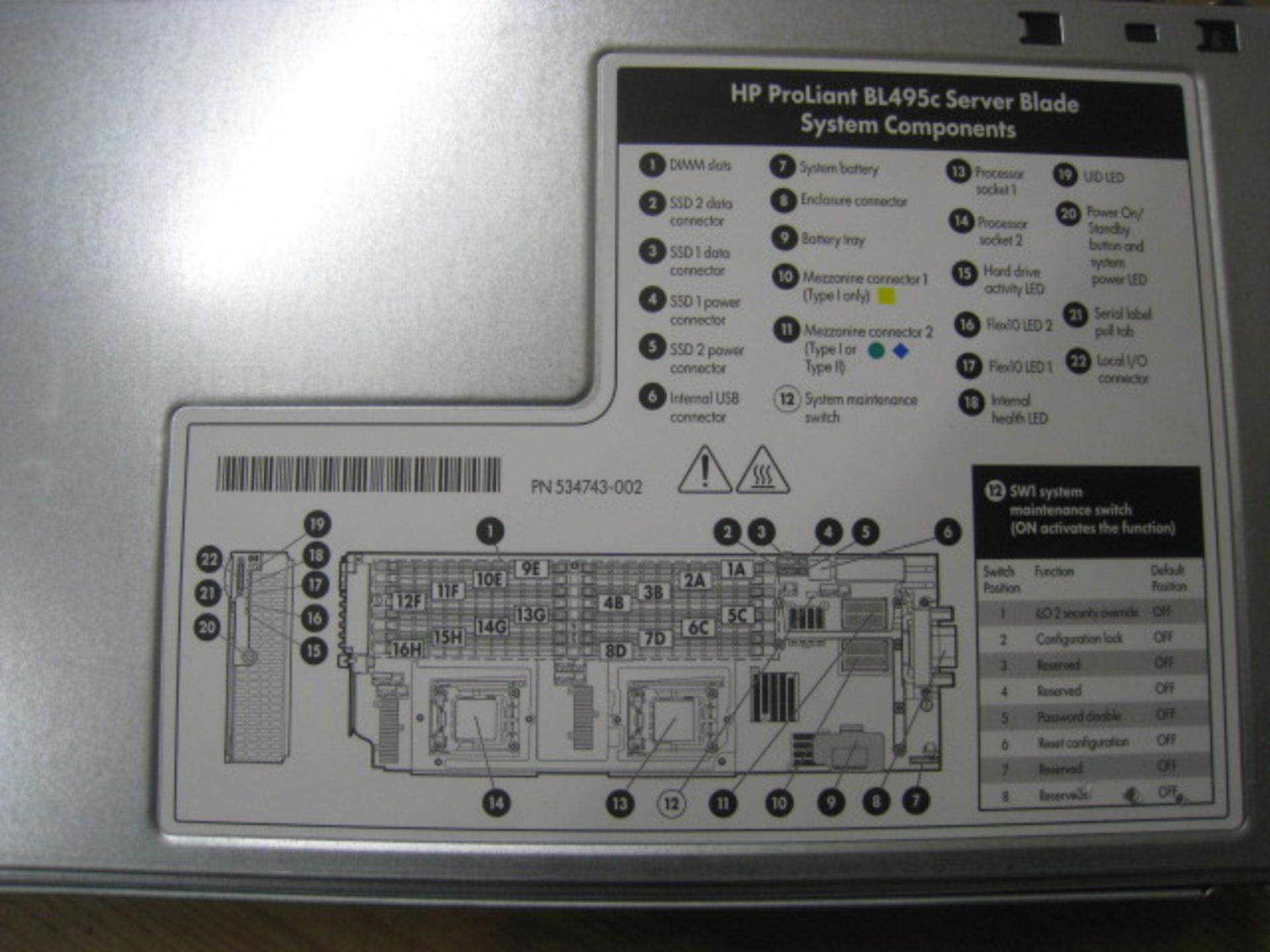 HP PROLIANT BL495c G6 SERVER BLADE. 2 X OPTERON SIX CORE 2.6GHZ (2435) PROCESSORS & 32GB RAM. - Bild 2 aus 2