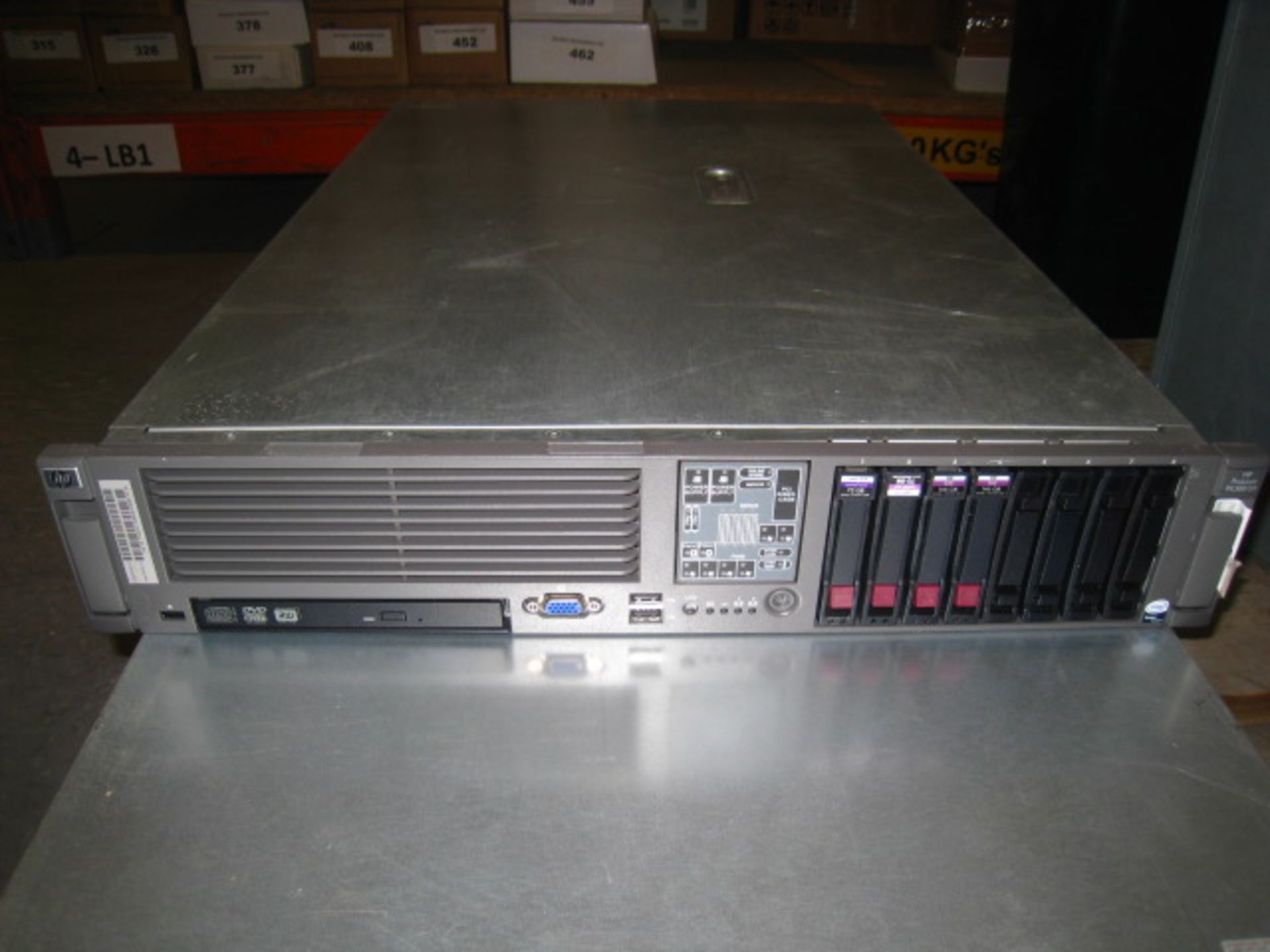 HP PROLIANT DL380 G5 2U RACKMOUNT FILE SERVER. 2 X QUAD CORE 2.0GHZ PROCESSORS, 8GB RAM, 2 X