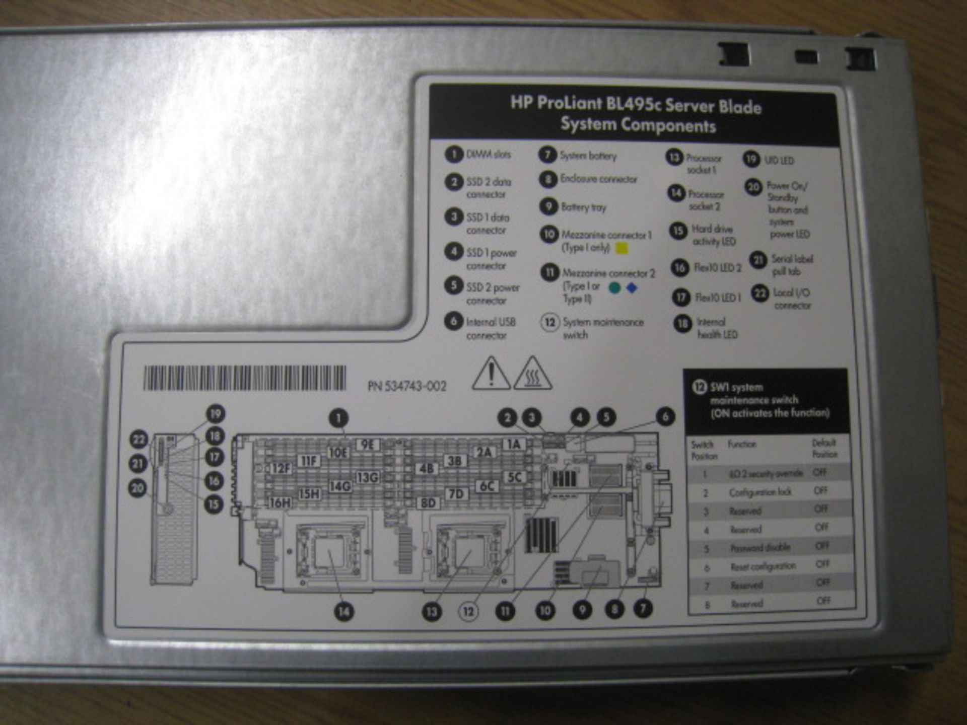 HP PROLIANT BL495c G6 SERVER BLADE. 2 X OPTERON SIX CORE 2.6GHZ (2435) PROCESSORS & 32GB RAM. - Bild 2 aus 2